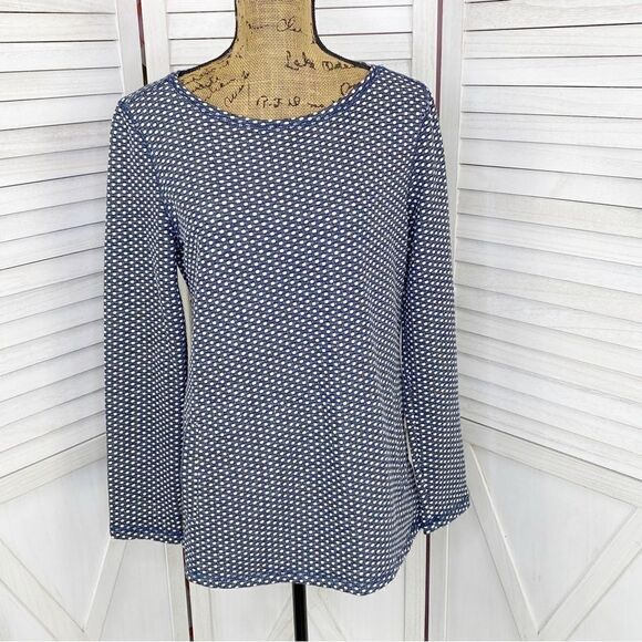Talbots Sweaters - Talbots Polkadot Knit Kangaroo Pocket Pullover Top Blue White Small